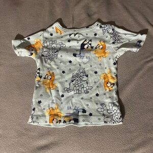 Vibrant Blue and Orange Cartoon Tee Short Sleeve